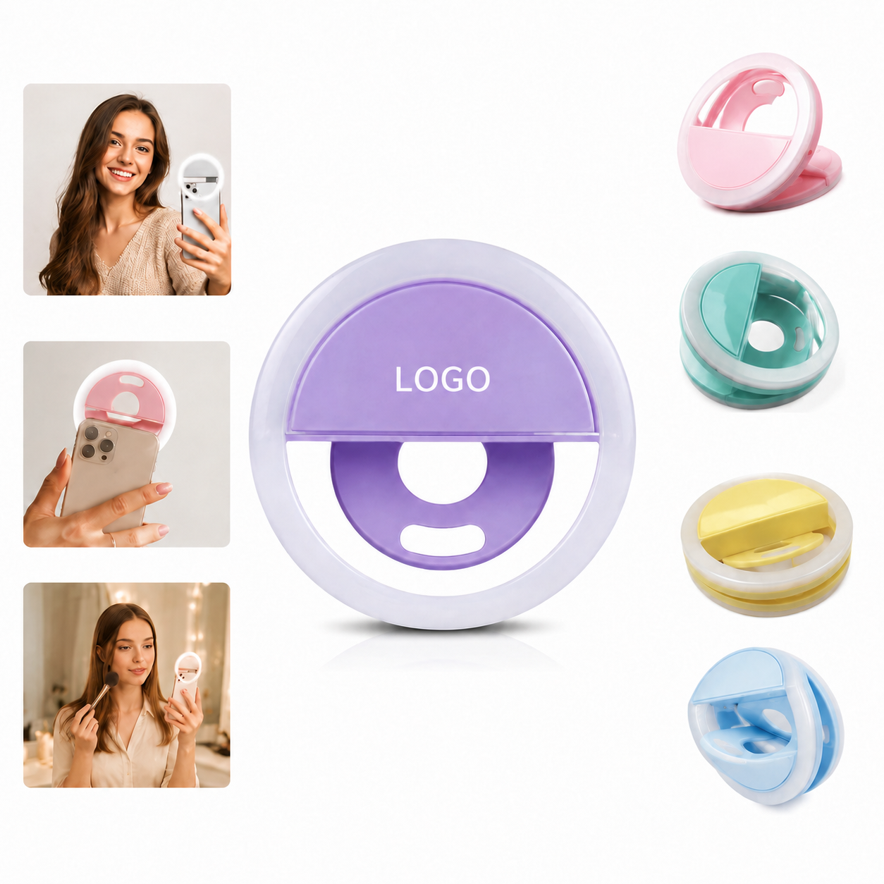 Rechargeable Clip-On Selfie Ring LED Light with 3 Color Modes