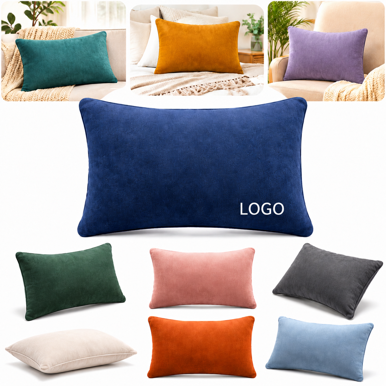 Multi-Color Plush Rectangular Throw Pillow