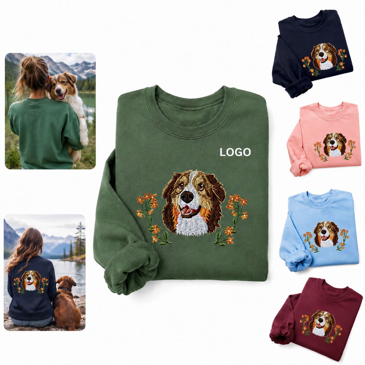 Custom Pet Embroidered Cotton Sweatshirt