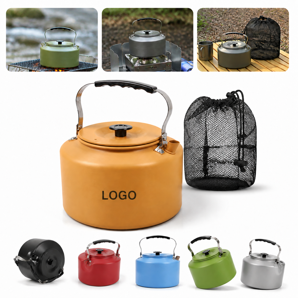 Hard-Anodized Aluminum Insulated-Handle Camping Kettle