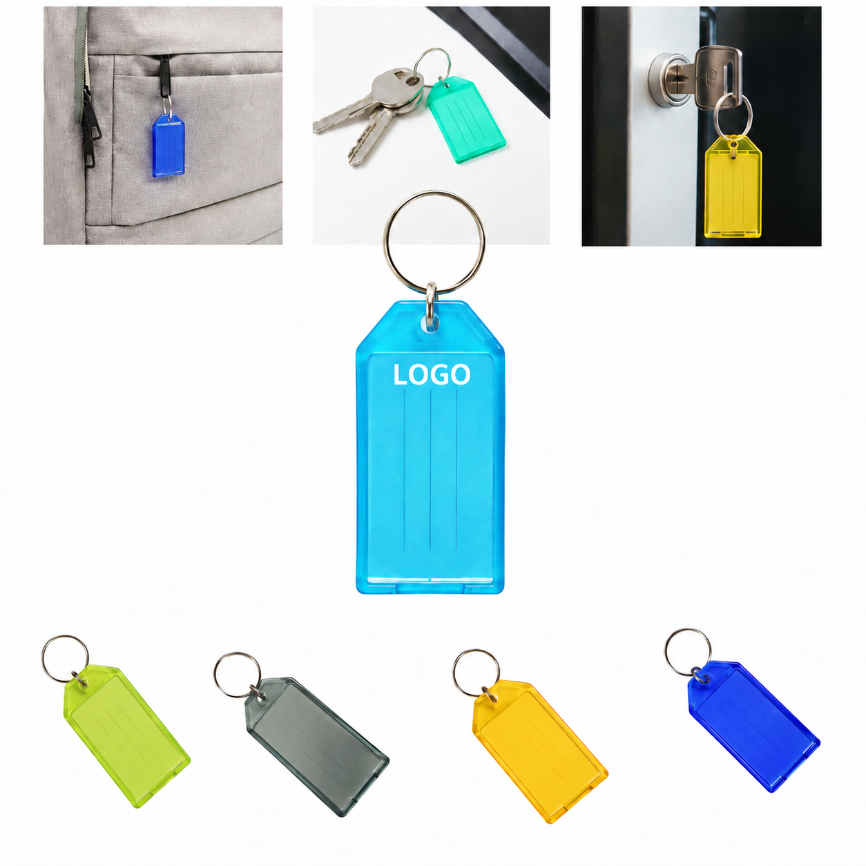 Plastic Key Tag with Split Ring and Label Window