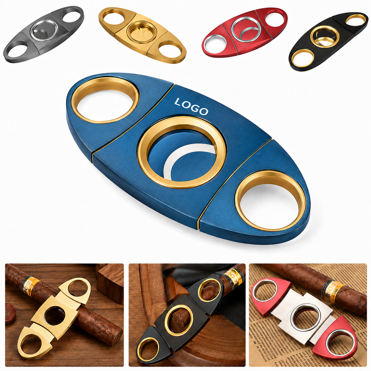 Polished Stainless Steel Double-Guillotine Cigar Cutter