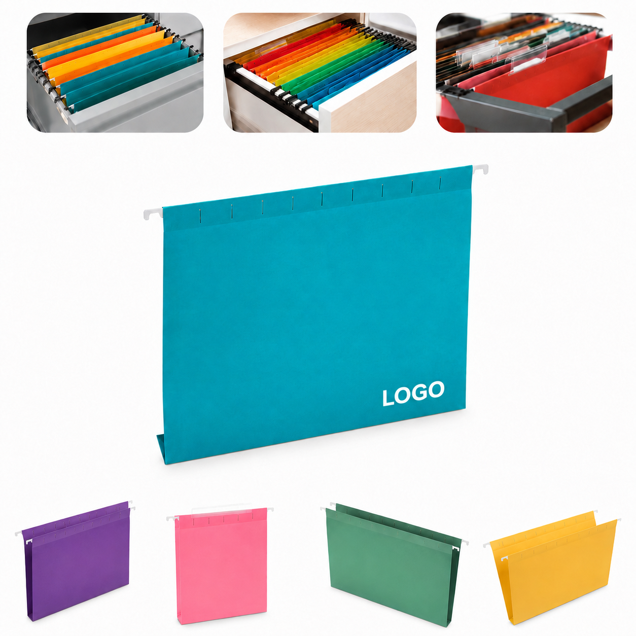 ColorSort Letter-Size Hanging File Folder with Clear Tabs and Coated Rod Tips