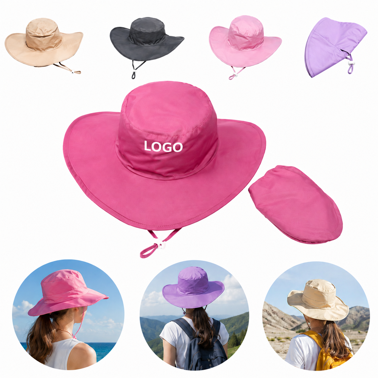 Foldable Polyester Cowboy Hat with Carry Pouch