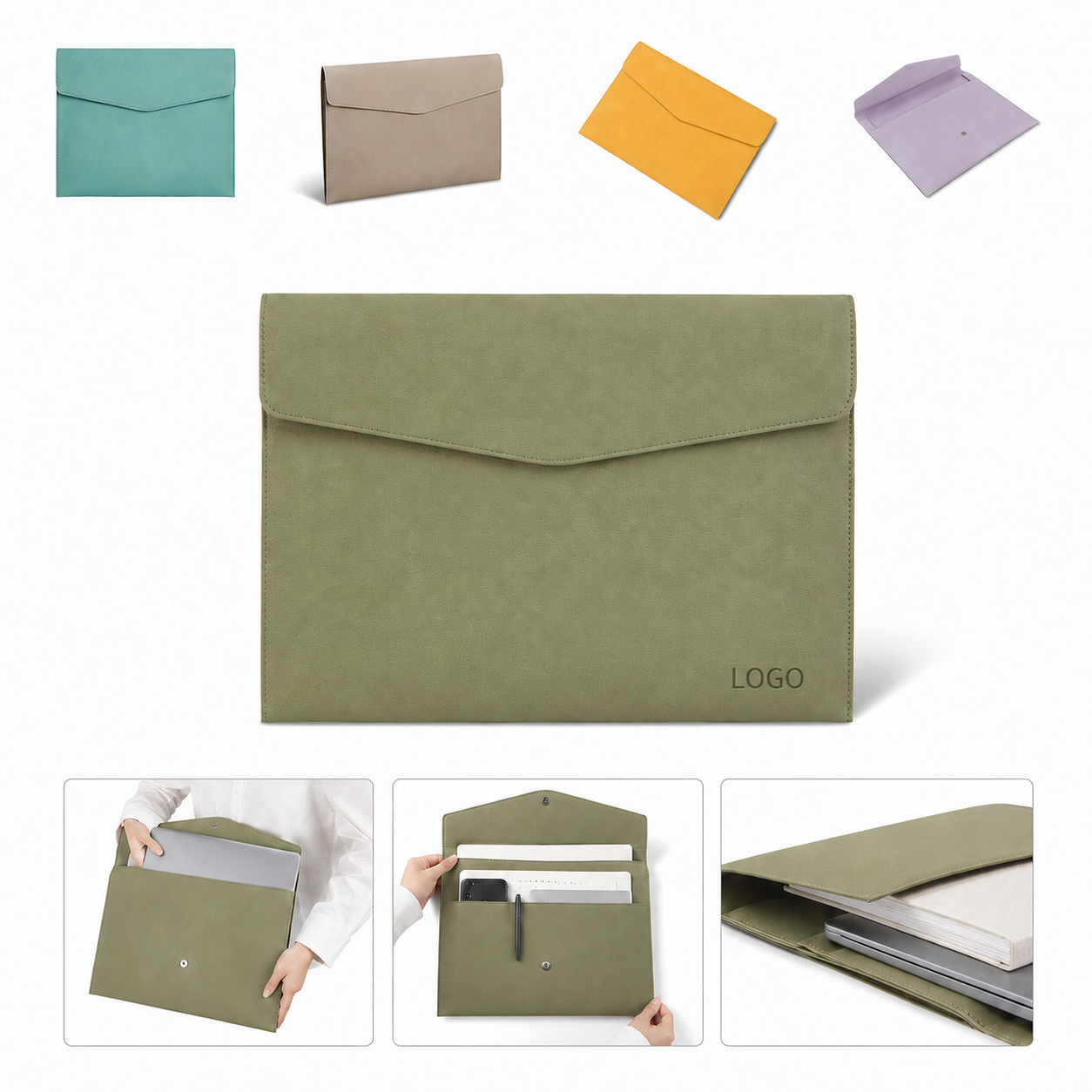 Soft PU Leather A4 Document Holder Envelope Folder Case