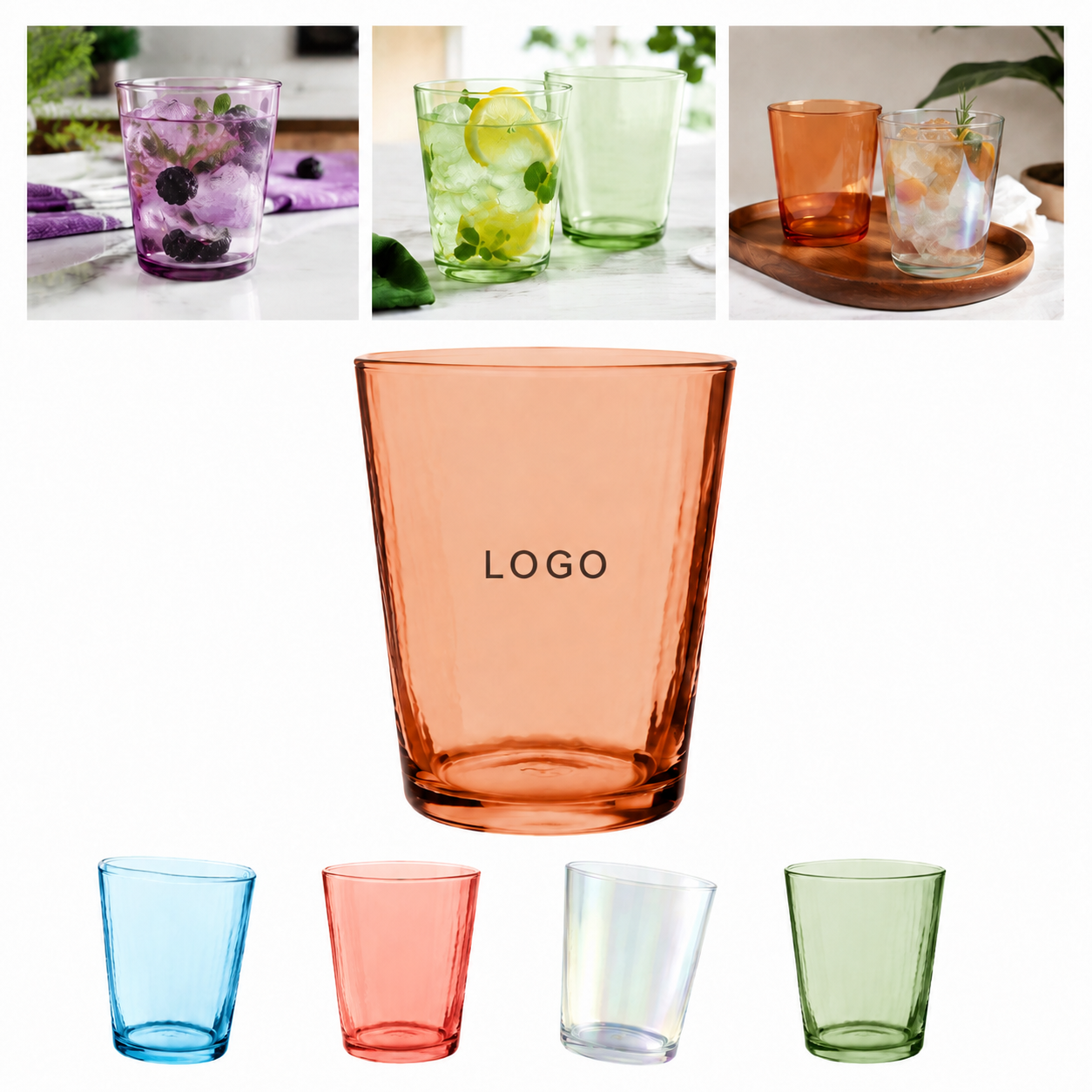 Faceted Colorful Glass Tumbler Set