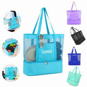 Nylon Mesh Beach Tote with Detachable Insulated Cooler Bag