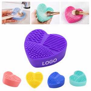 Heart-Shaped Silicone Makeup Brush Cleaner Pad