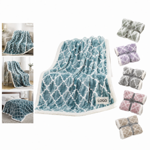 Geometric Pattern Faux Fur Throw Blanket 51x63 Inch