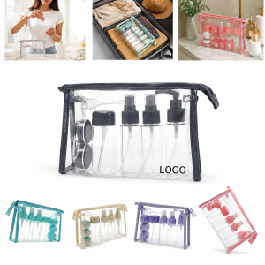 Travel Cosmetic Bottles Set with Transparent PVC Pouch and Color Options
