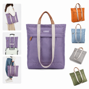 Women’s Waterproof Polyester Tote Bag with Zipper Pockets and Luggage Strap
