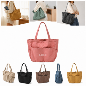Denim Large Capacity Canvas Tote Bag with Long Shoulder Strap
