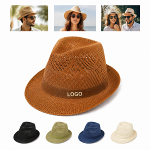 Polyester Jacquard Breathable Sun Hat with Adjustable Chin Strap