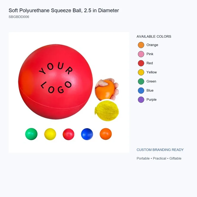 Soft Polyurethane Squeeze Ball, 2.5 in Diameter