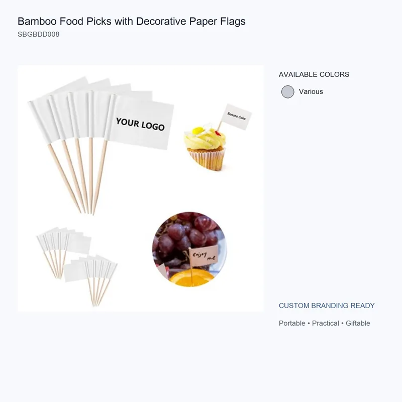 Bamboo Food Picks with Decorative Paper Flags