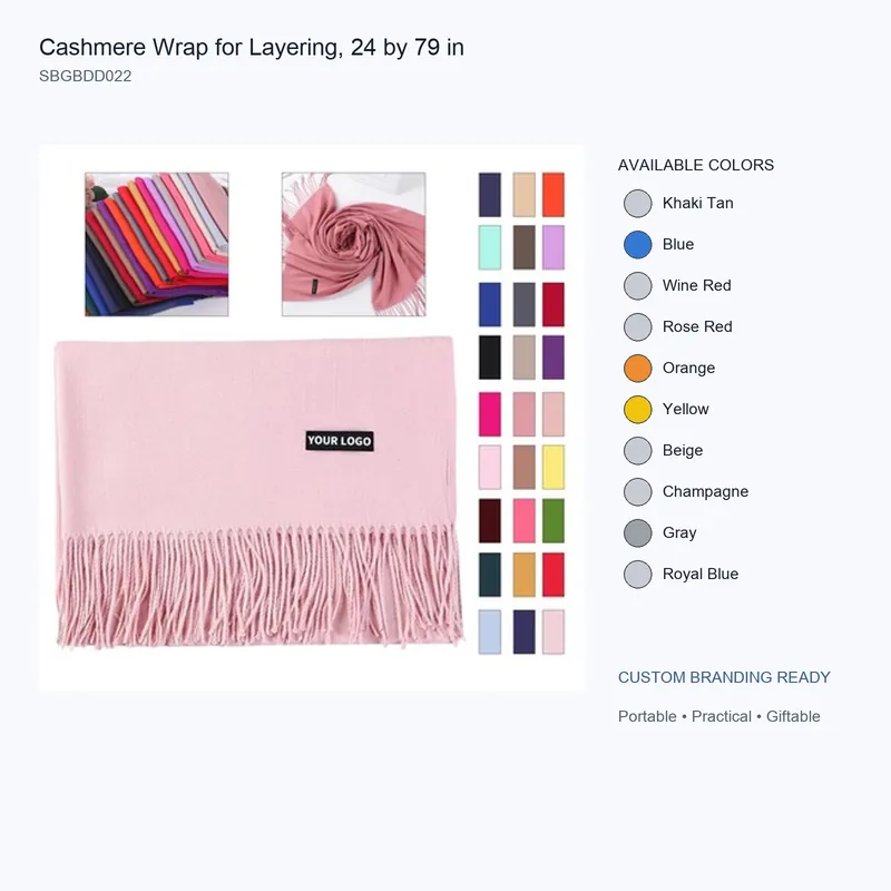 Cashmere Wrap for Layering, 24 by 79 in