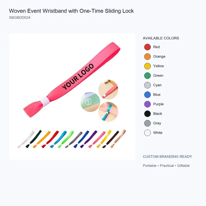 Woven Event Wristband with One-Time Sliding Lock