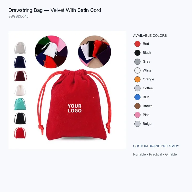 Drawstring Bag — Velvet With Satin Cord
