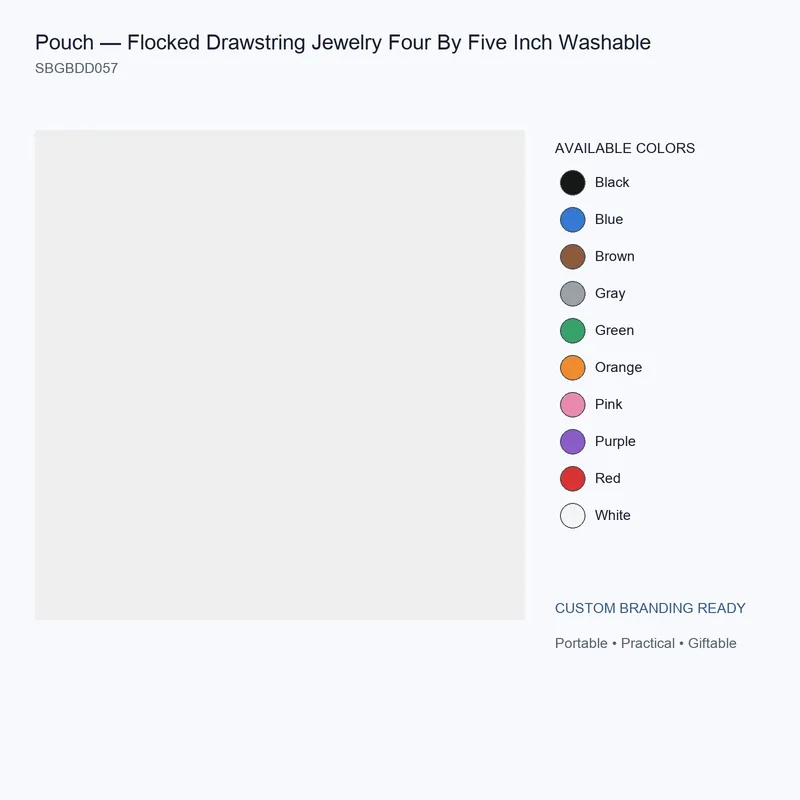 Pouch — Flocked Drawstring Jewelry Four By Five Inch Washable