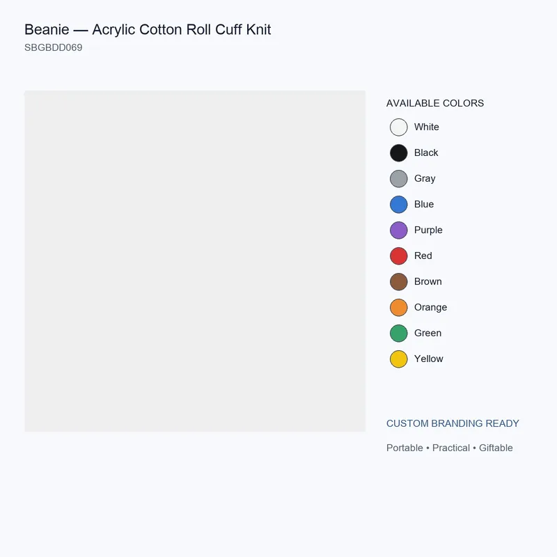 Beanie — Acrylic Cotton Roll Cuff Knit