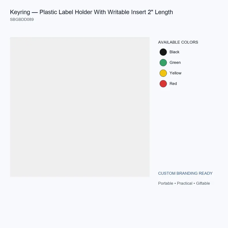 Keyring — Plastic Label Holder With Writable Insert 2" Length